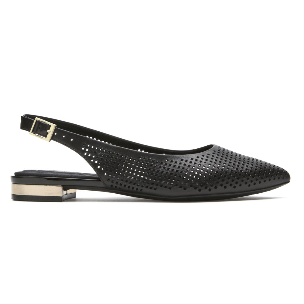 Rockport Singapore Womens Flats - Total Motion Adelyn Slingback Black - LH4139580